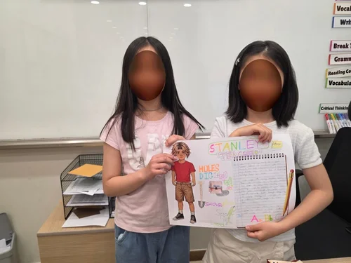 Students presenting their Stanley character collage